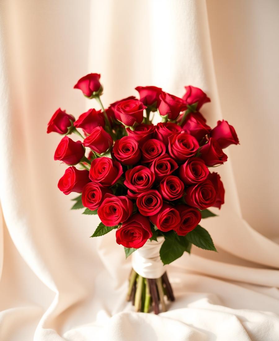 Seis rosas amarillas con follaje verde